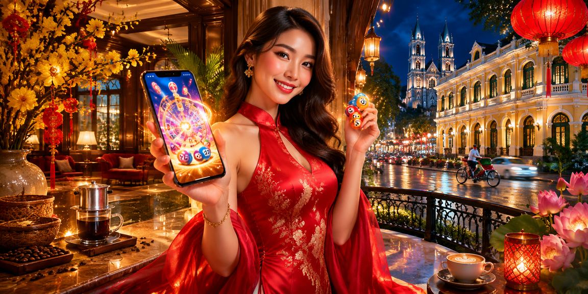Người dùng tại Hà Nội dùng điện thoại xem xổ số và đặt lô đề tại quán cà phê
