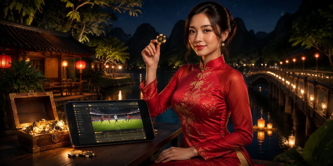 Thiếu nữ mặc áo dài tại Ninh Bình sử dụng điện thoại để cá cược trực tuyến